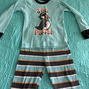 Lazy One Kids Pajama Set - Teal and Black